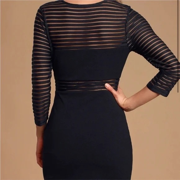 Lulus Perfect Mesh Black Bodycon Dress size small - Picture 3 of 5
